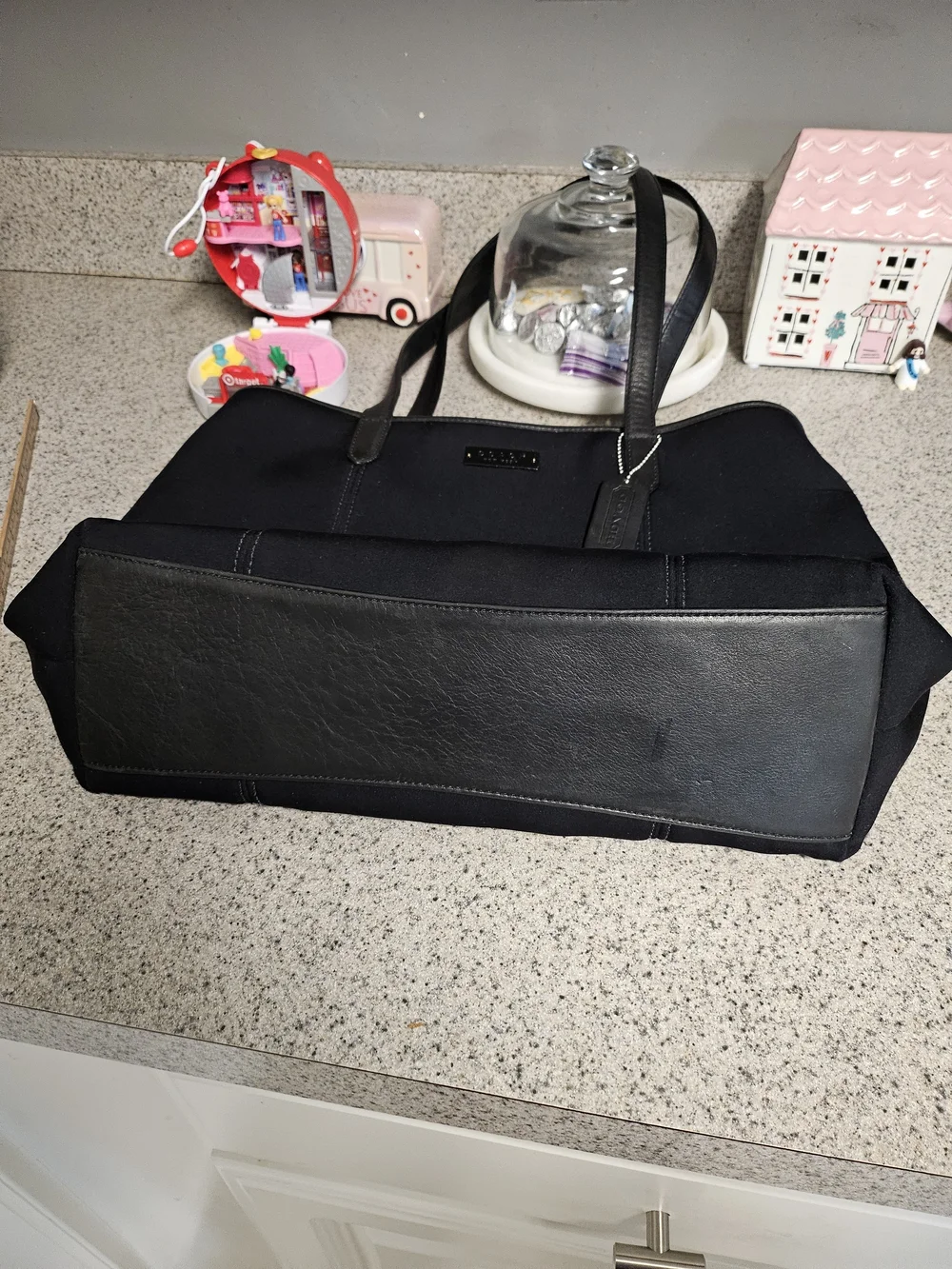 Coach Black Tote Bag with Leather Trim Vitage